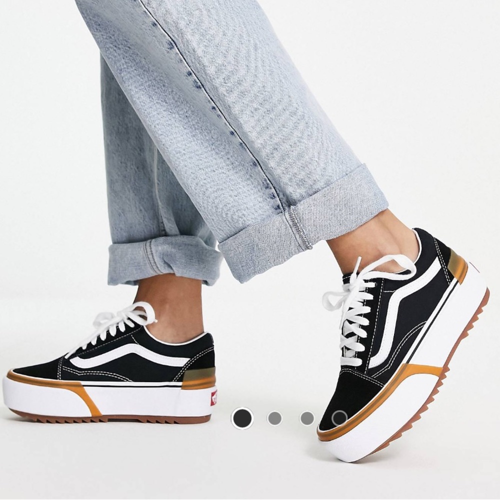 Preloved Old school vans stacked sneakers in black